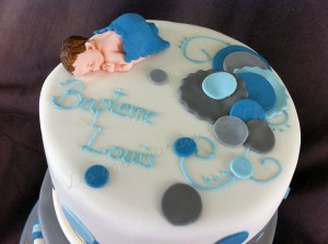 christening cake grey and blue 2