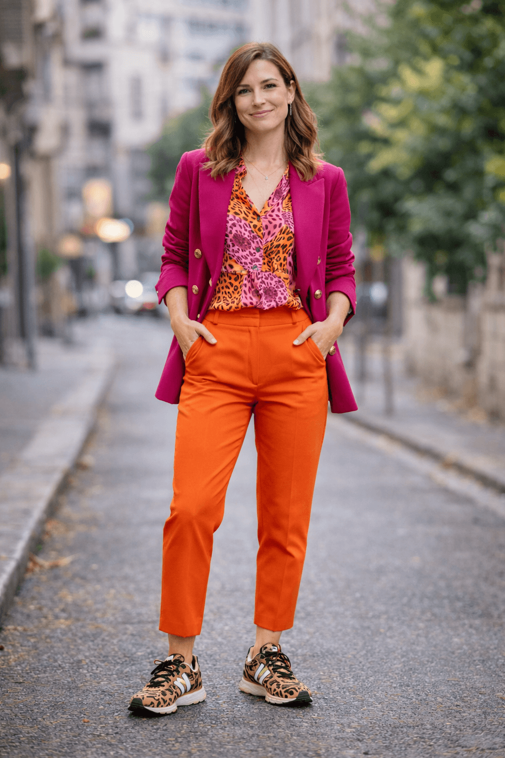 look avec des basket léopard