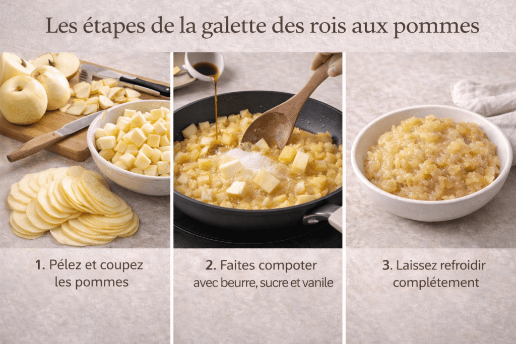 préparation pas à pas de la compotée de pommes