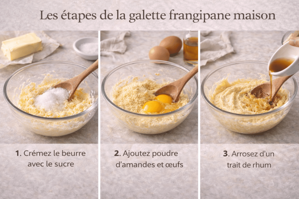 étapes pour réaliser une galette frangipane maison avec une crème d'amande express