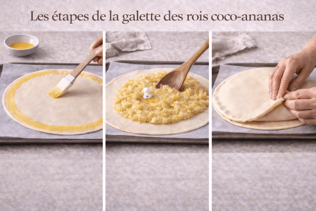 montage de la galette coco ananas