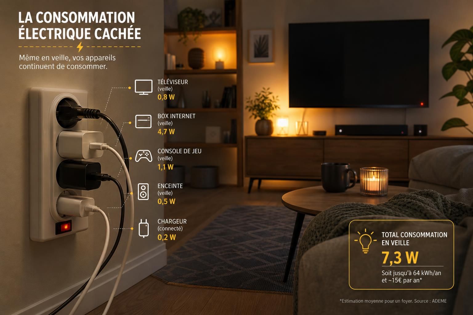 découvrez comment vos appareils en veille continuent de consommer de l'électricité même lorsqu'ils sont éteints, et apprenez des astuces pour réduire cette consommation invisible.