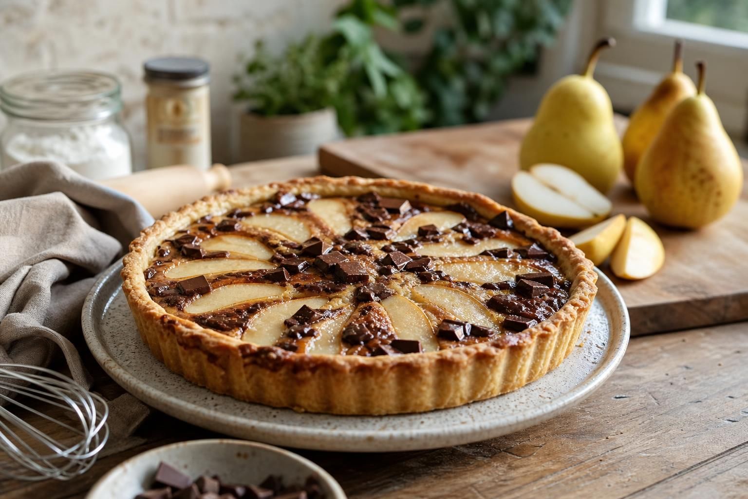 découvrez une recette simple et gourmande pour préparer une délicieuse tarte poire chocolat, parfaite pour toutes les occasions.